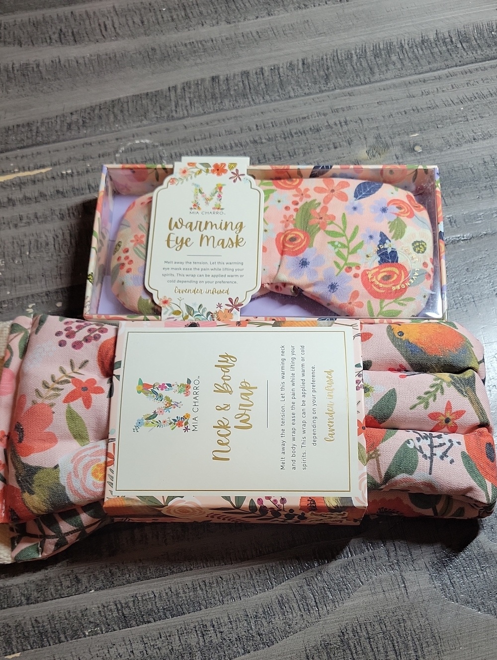 Mia Charro Pink Floral Warming Eye Mask & Neck Wrap Set